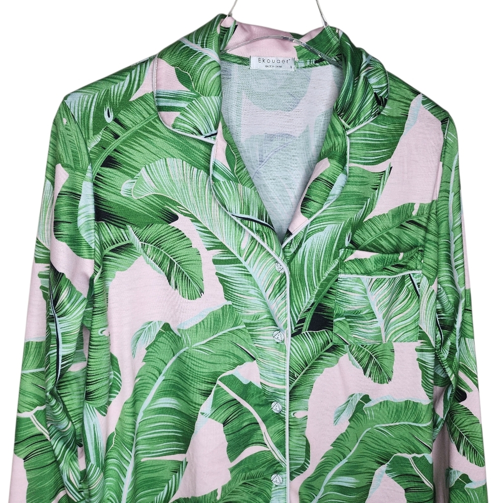Ekouaer Banana Leaf "The Beverly Hills" Print Pajama Size Small - Picture 7 of 15